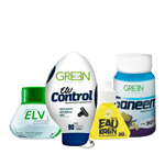 Kit Paquete Tratamiento Completo ELV Control Green Original Distribuidor Oficial México CDMX EDOMEX Estado de México Suplemento Alimenticio Alipotec Raíz de Tejocote Ganeem Eau Kalin Imagen PNG Sin Fondo